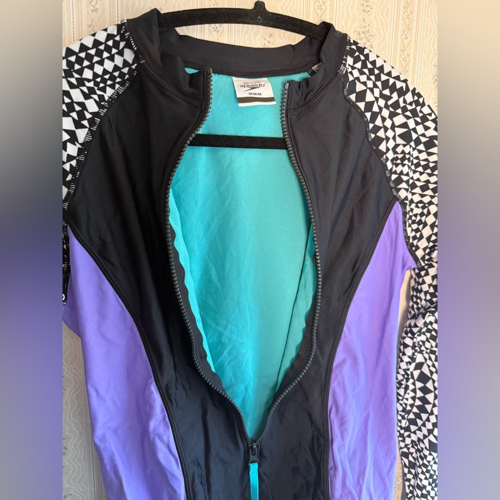 Speedo Women's Swimsuit Long Sleeve One Piece Rash Guard Power Flex Eco Size M - Picture 7 of 9